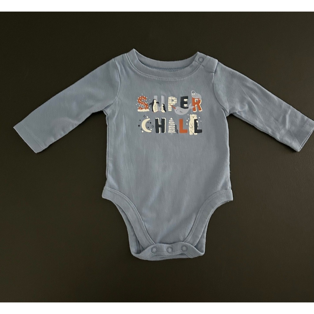 Garanimals Baby Boy Blue Super Chill Long Sleeve Bodysuit GNBF22402EH 0-3M 1493
